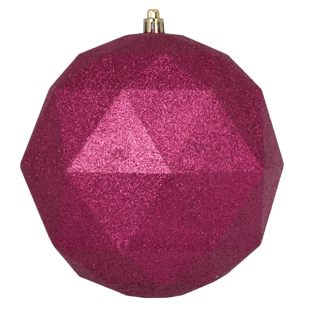 Vickerman 6” Berry Red Glitter Geometric Ball 4/Bg - M177421DG