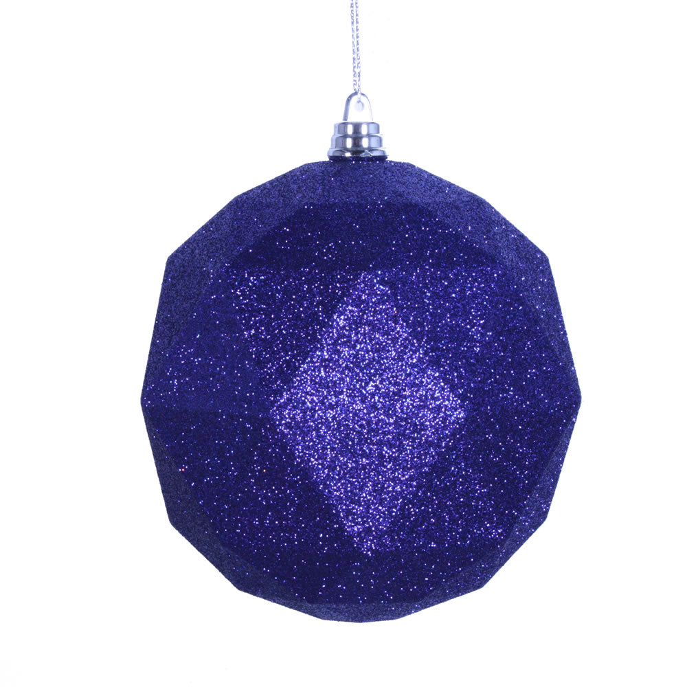 Vickerman 6” Cobalt Blue Glitter Geo Ball 4/bag - M177422DG