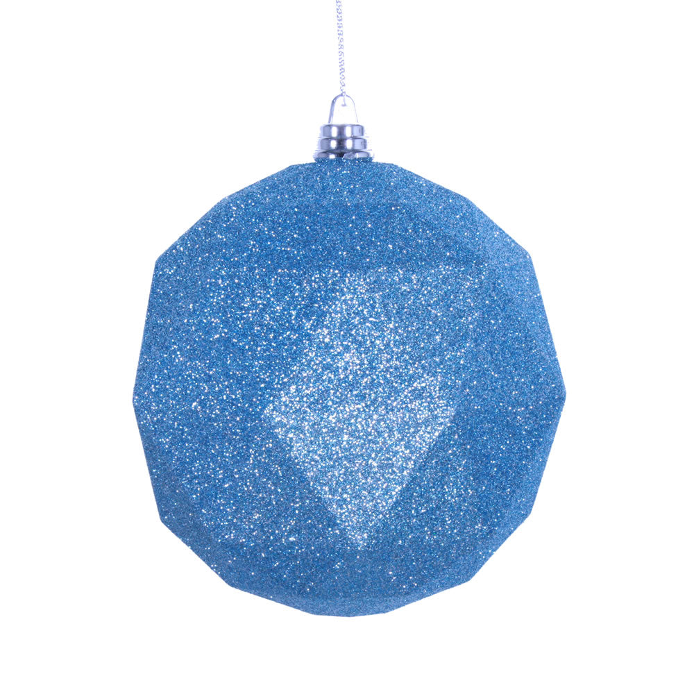 Vickerman 6” Baby Blue Glitter Geo Ball 4/bag - M177432DG
