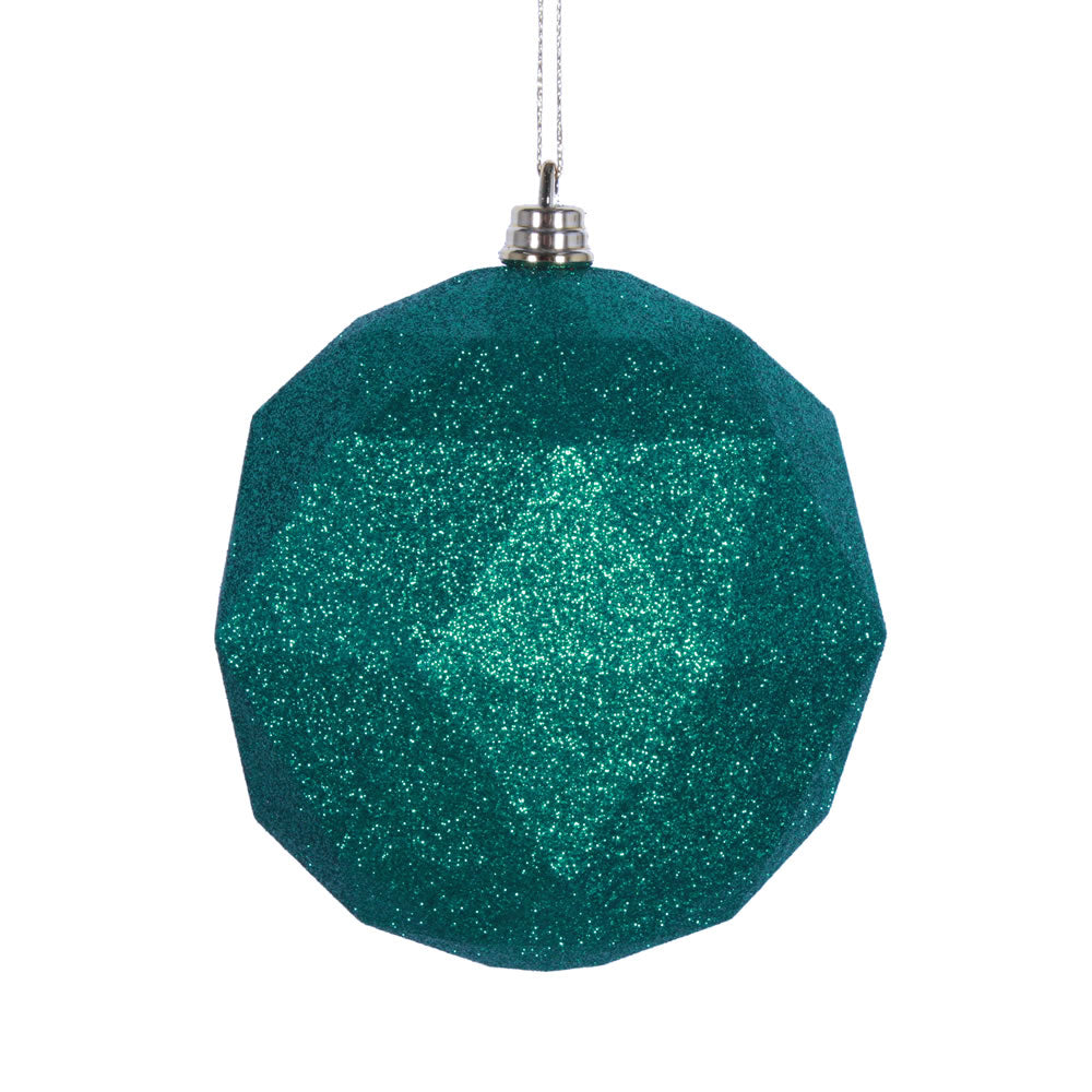 Vickerman 6” Seafoam Green Glitter Geo Ball 4/bag - M177444DG