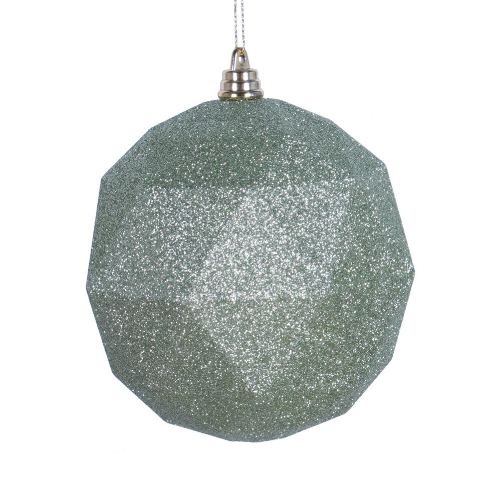 Vickerman 6” Celadon Glitter Geometric Ball 4/bag - M177454DG