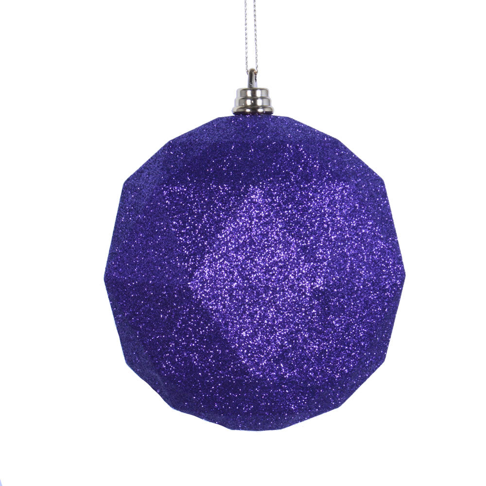 Vickerman 6” Purple Glitter Geometric Ball 4/bag - M177466DG