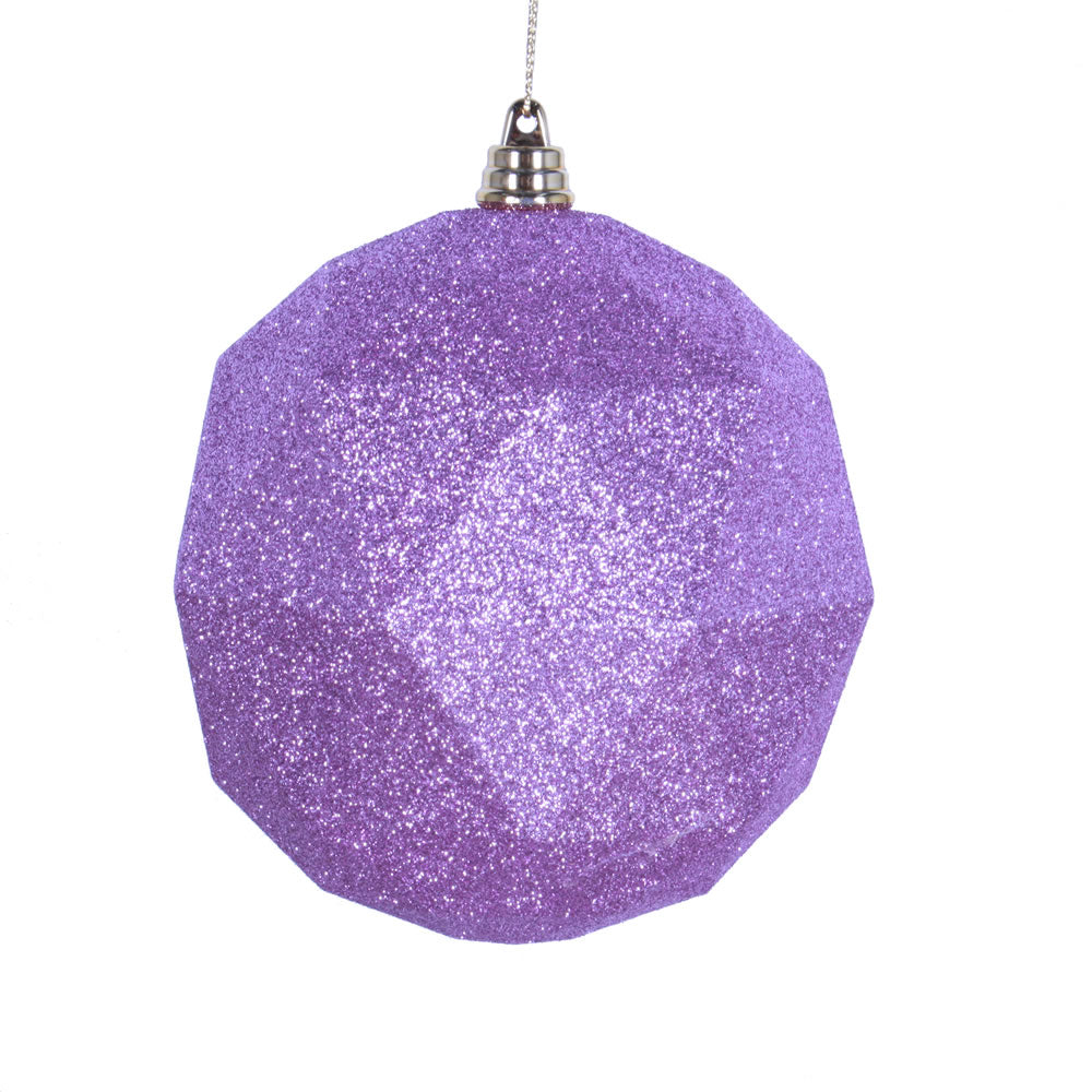 Vickerman 6” Orchid Glitter Geometric Ball 4/bag - M177469DG