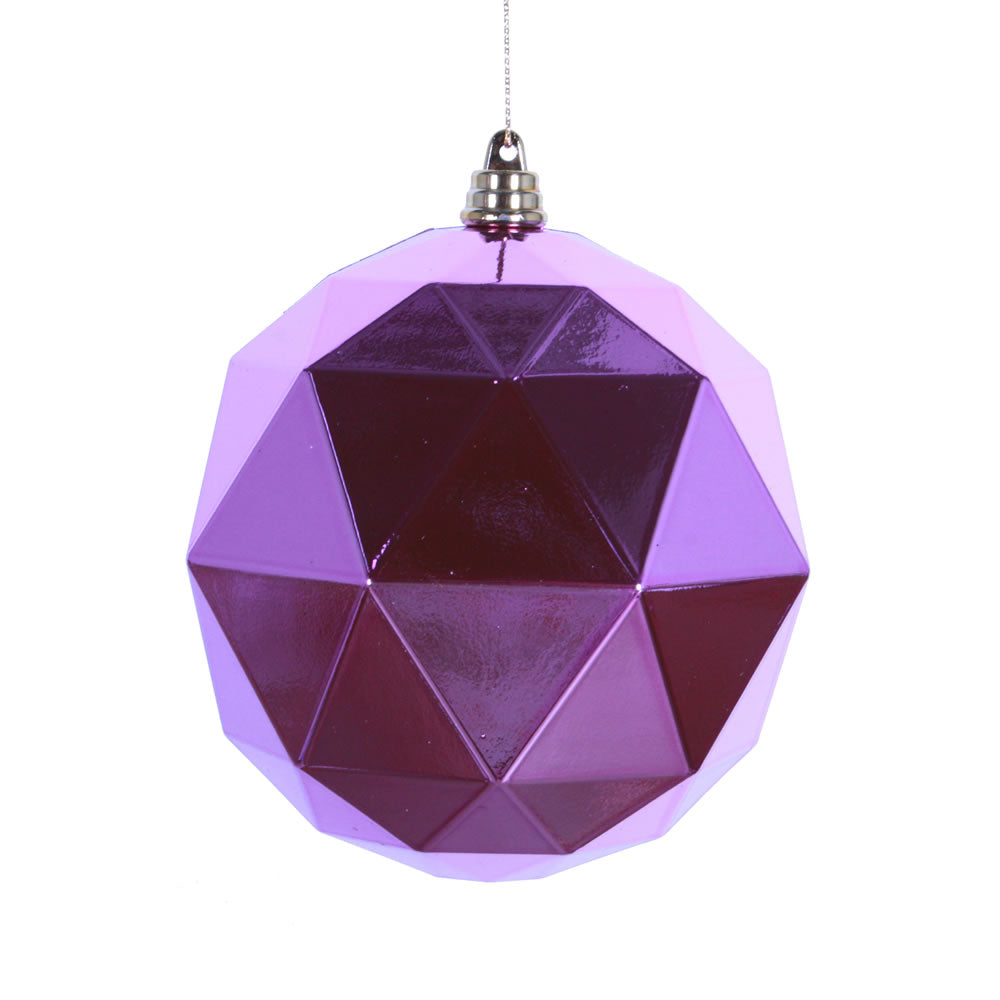 Vickerman 6” Orchid Shiny Geometric Ball 4/bag - M177469DS