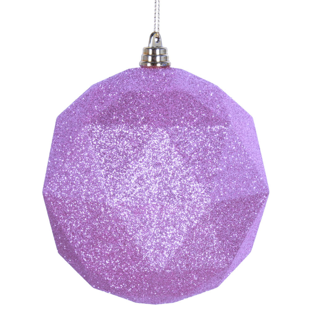 Vickerman 6” Pink Glitter Geometric Ball 4/bag - M177479DG
