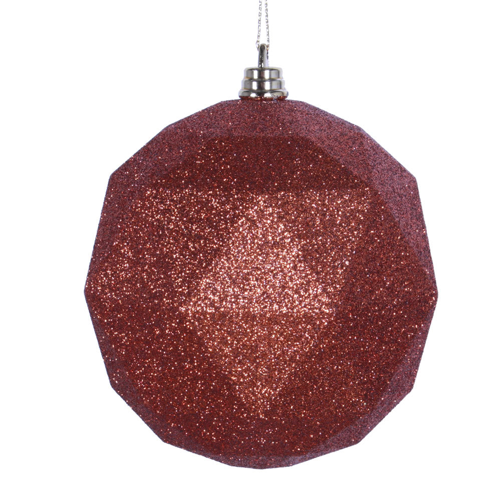 Vickerman 6” Copper Glitter Geometric Ball 4/bag - M177488DG