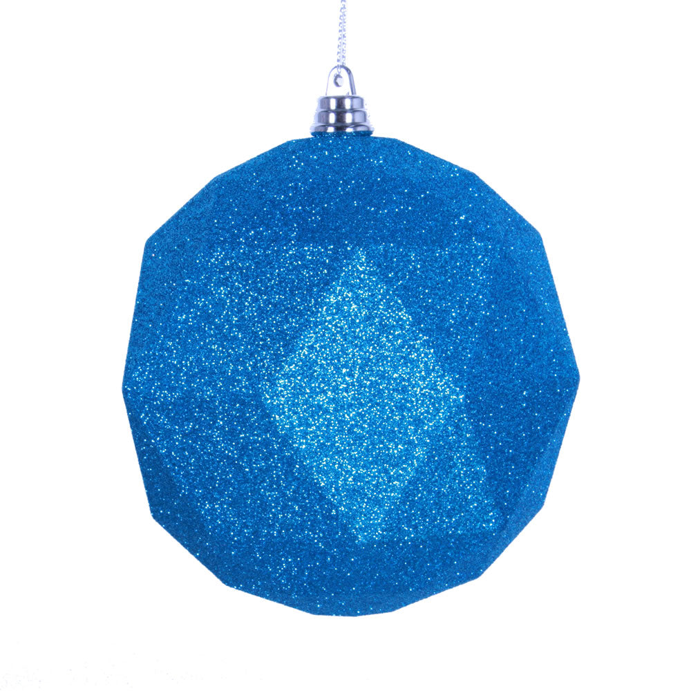 Vickerman 8” Turquoise Glitter Geometric Ball - M177512DG