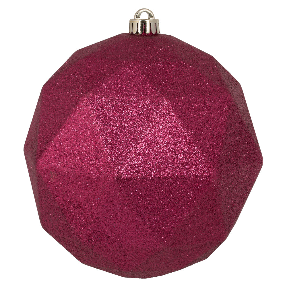 Vickerman 8” Berry Red Glitter Geometric Ball - M177521DG