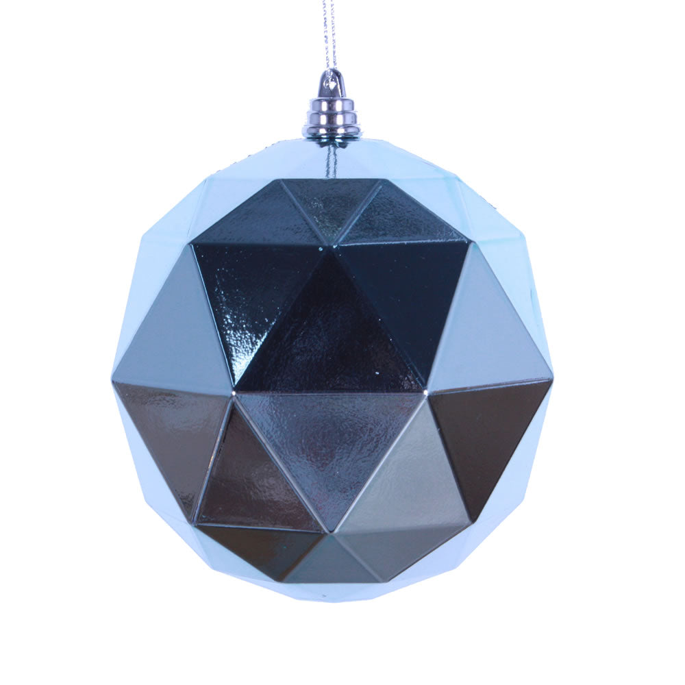 Vickerman 8” Baby Blue Shiny Geometric Ball - M177532DS