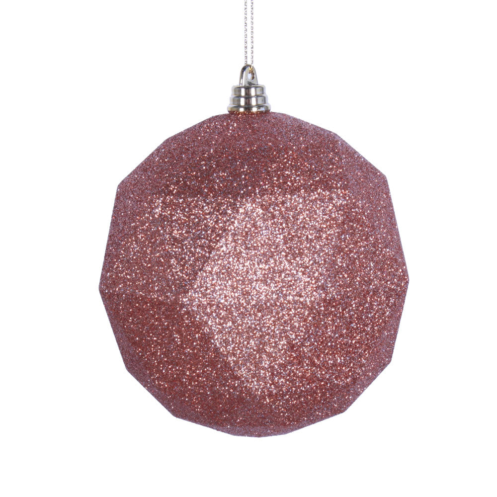 Vickerman 8” Rose Gold Glitter Geometric Ball - M177558DG