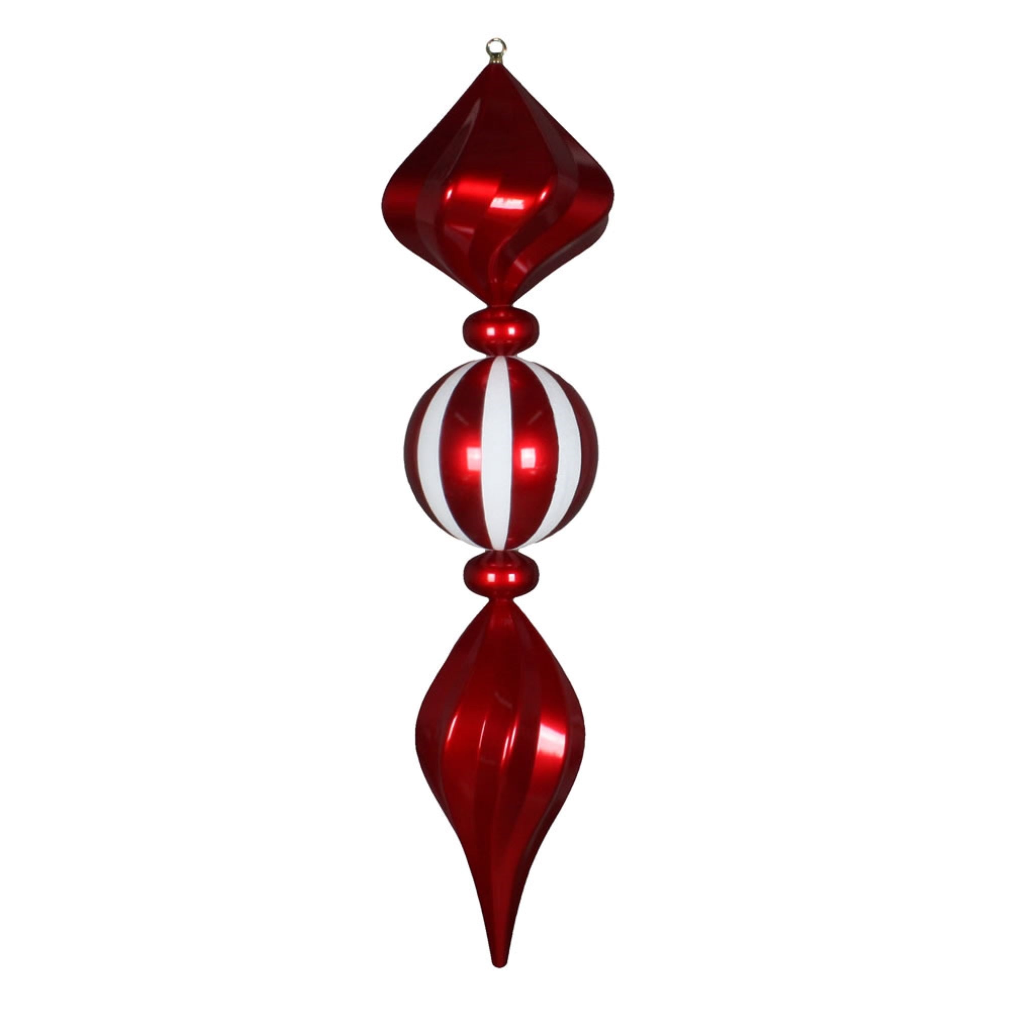 36” Red/White Candy Swirl Finial Orn