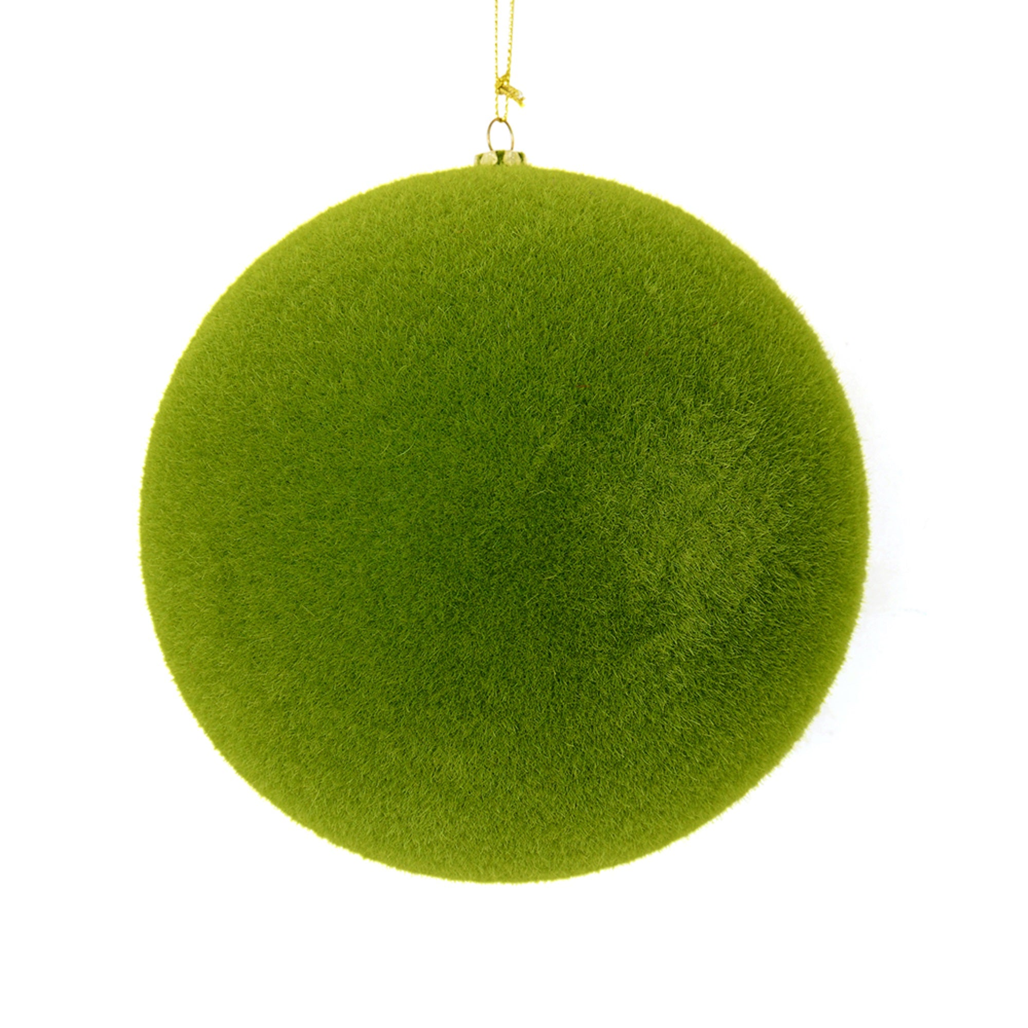 4” Moss Green Flocked Ball Ornament 6/Bg