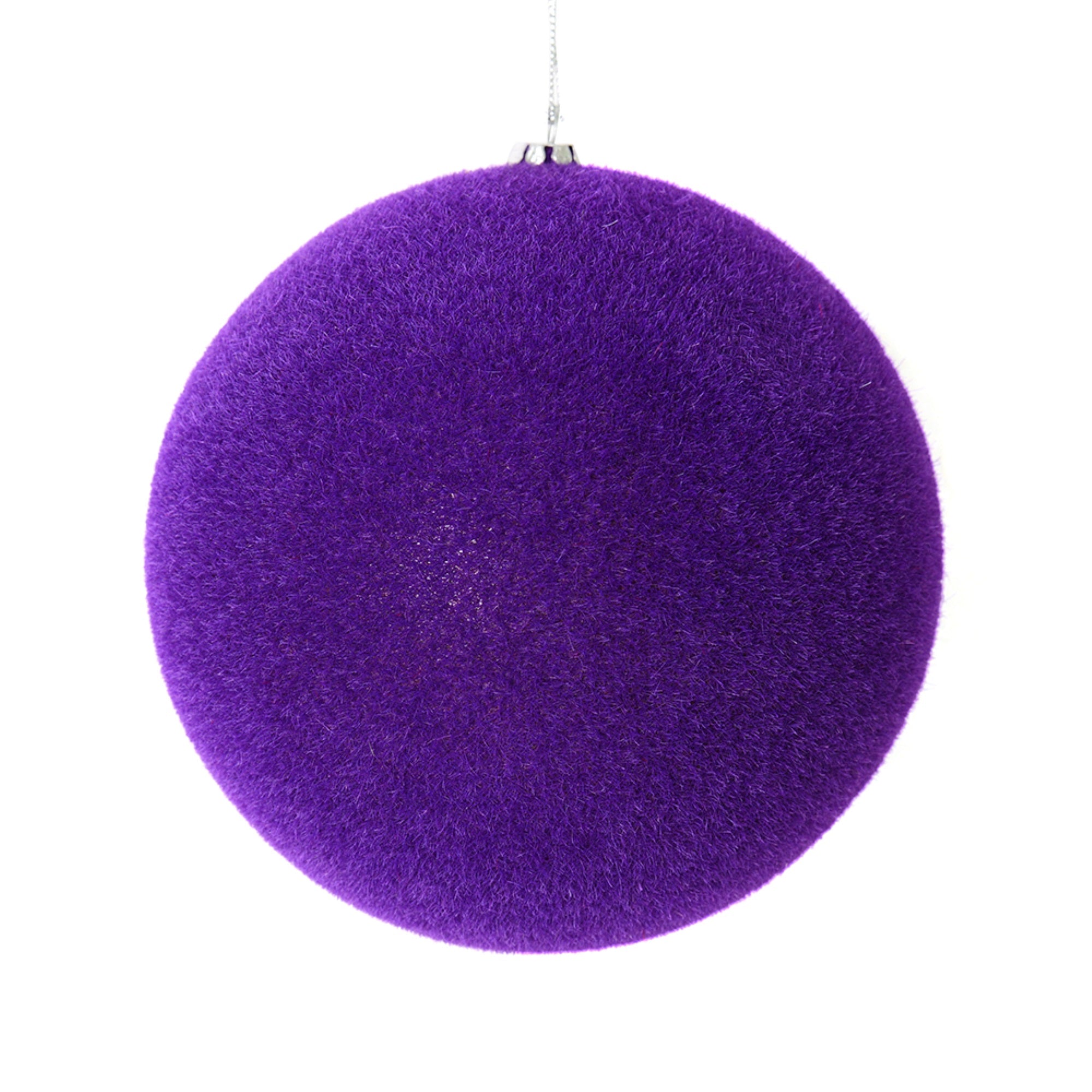 4” Purple Flocked Ball Ornament 6/Bg