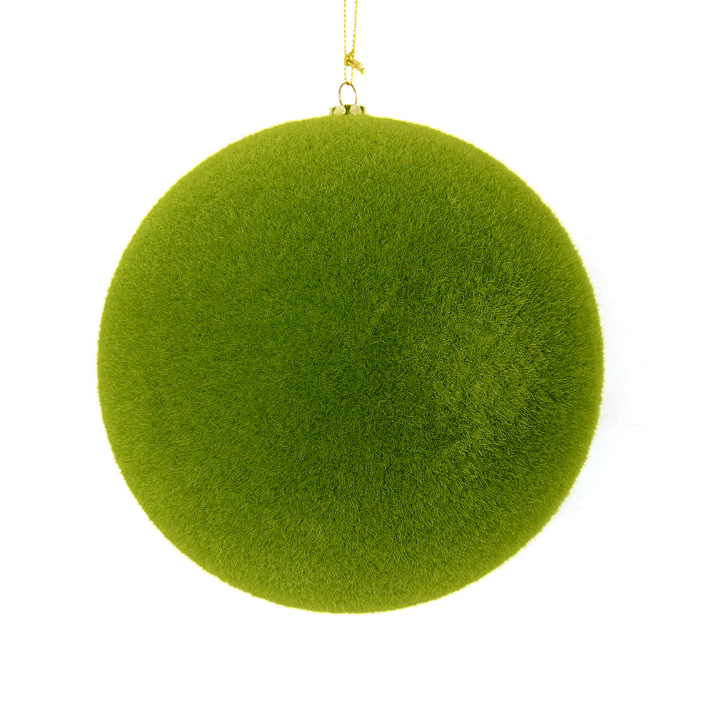 Vickerman 5” Moss Green Flocked Ball Ornament 4/Bg - M180564