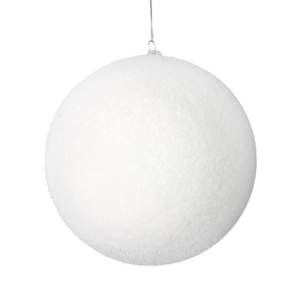 Vickerman 6” White Flocked Ball Ornament 4/Bg - M180611