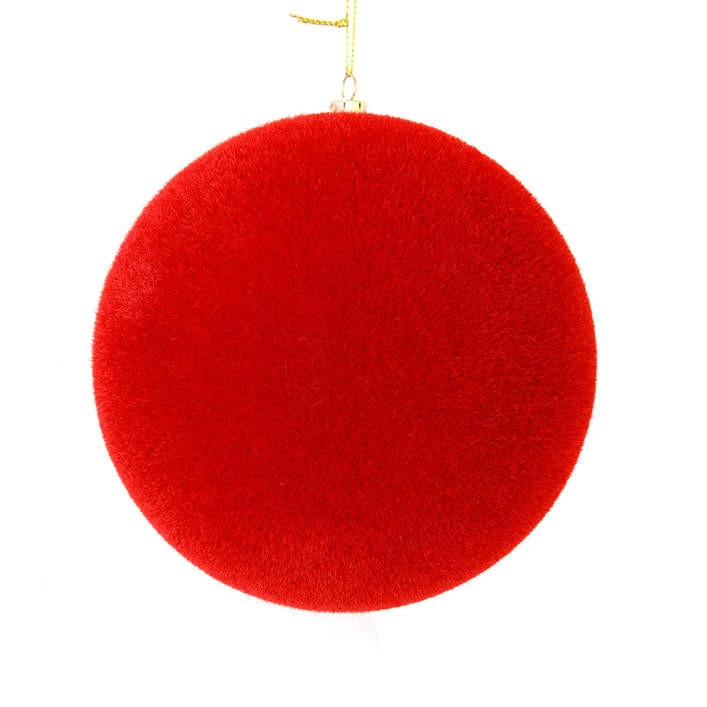 Vickerman 8” Red Flocked Ball Ornament - M180803