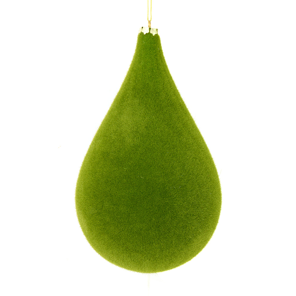 Vickerman 10.5” Moss Grn Flockd Waterdrp Orn 2/Bag - M181864