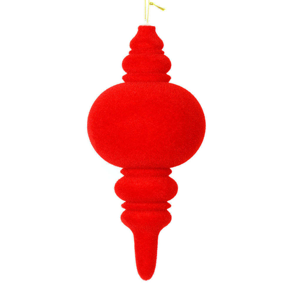 Vickerman 10” Red Flocked Finial Ornament 3/Bag - M182403