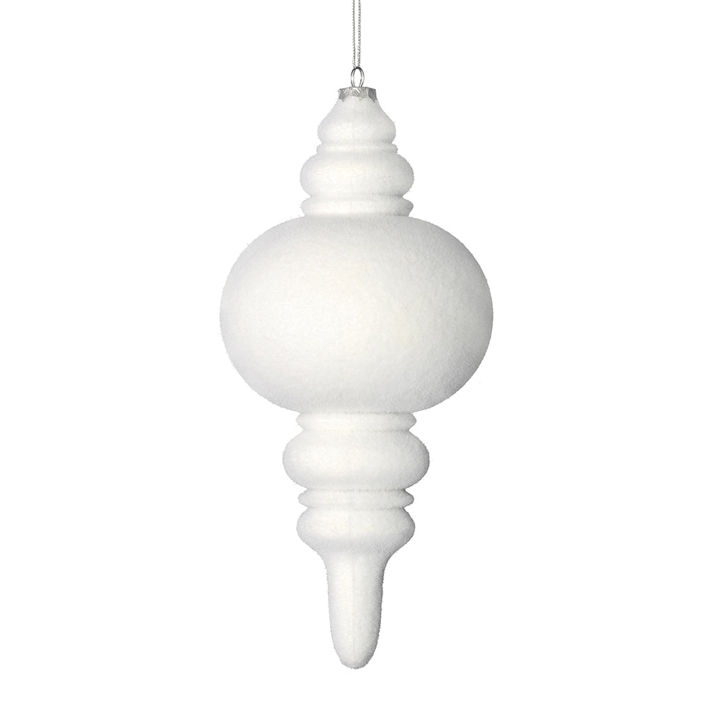 Vickerman 10” White Flocked Finial Ornament 3/Bag - M182411