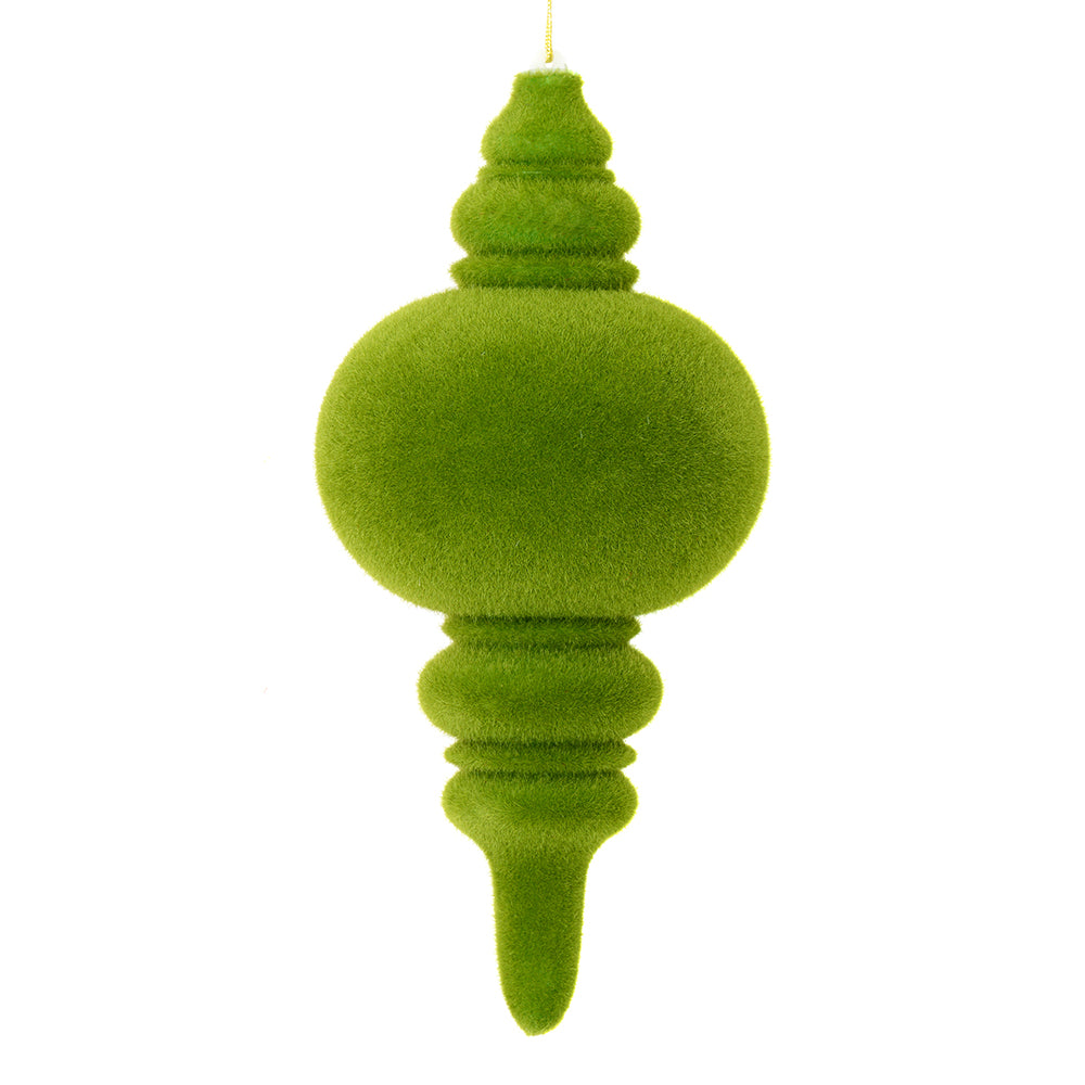 Vickerman 10” Moss Green Flocked Finial Orn 3/Bag - M182464