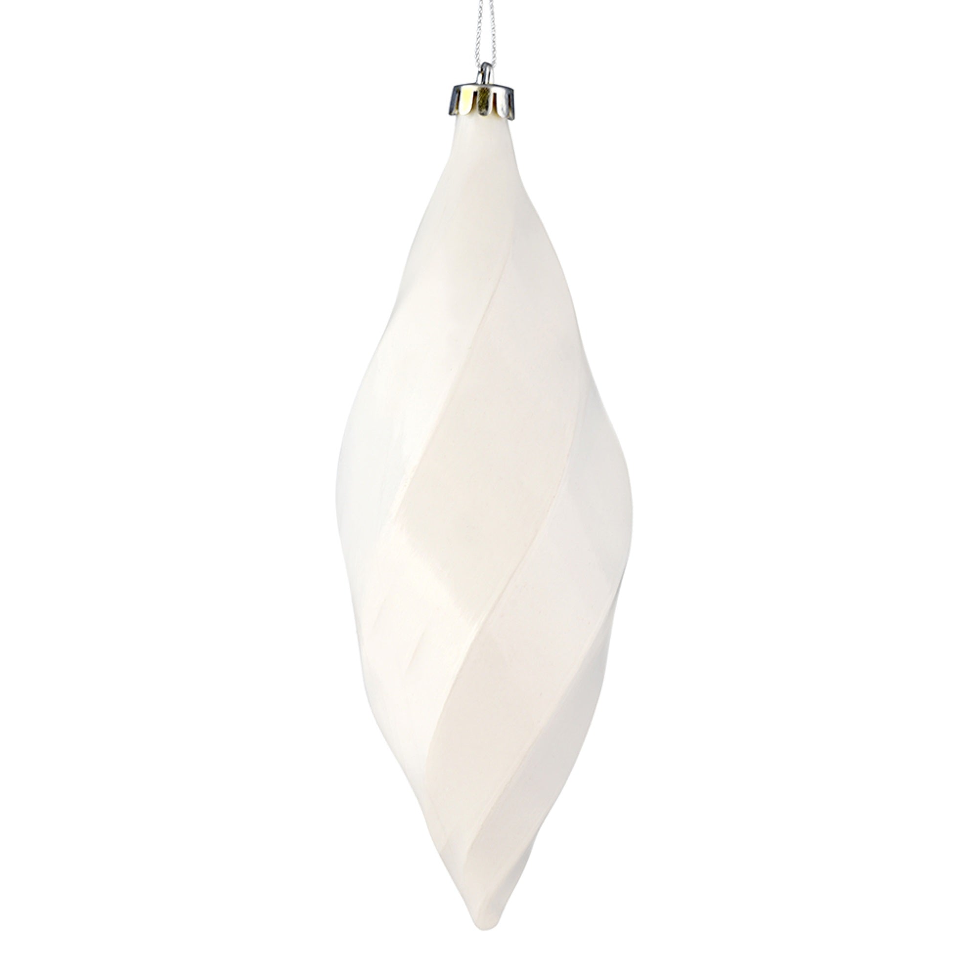 8” White Shiny Swirl Finial 6/Bag