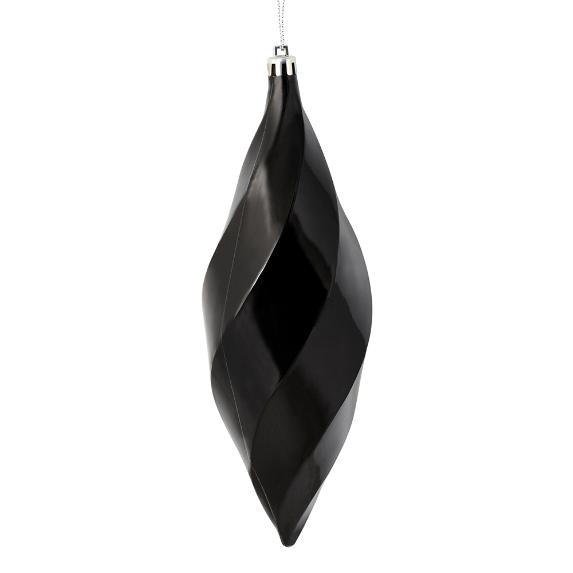 8” Black Shiny Swirl Finial 6/Bag