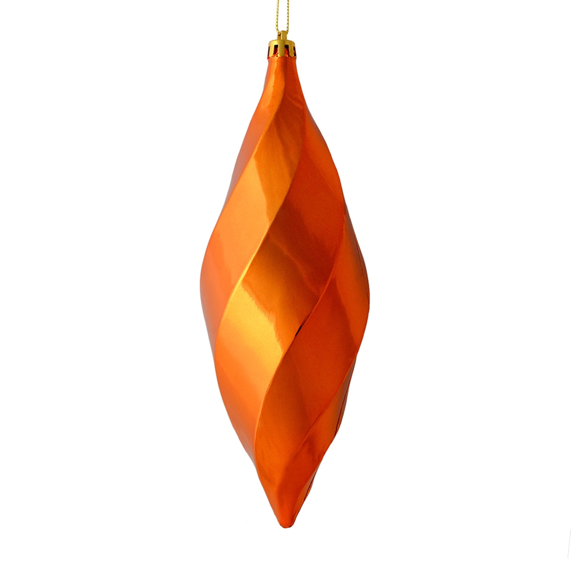 8” Burnish Orange Shiny Swrl Finial 6/Bg
