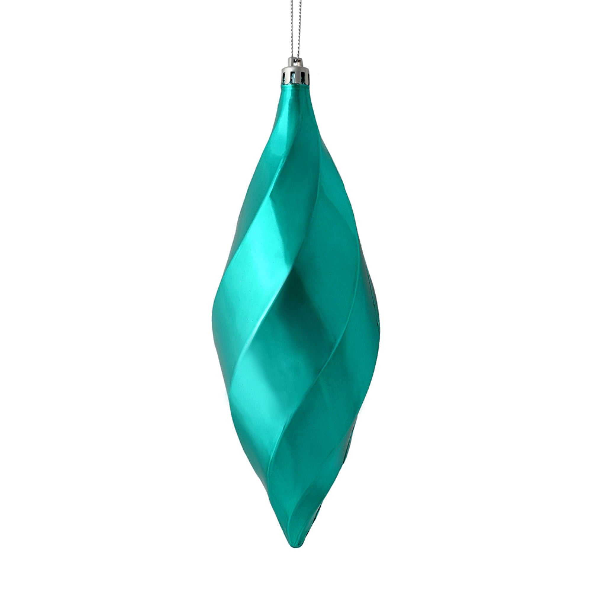 8” Teal Shiny Swirl Finial 6/Bag