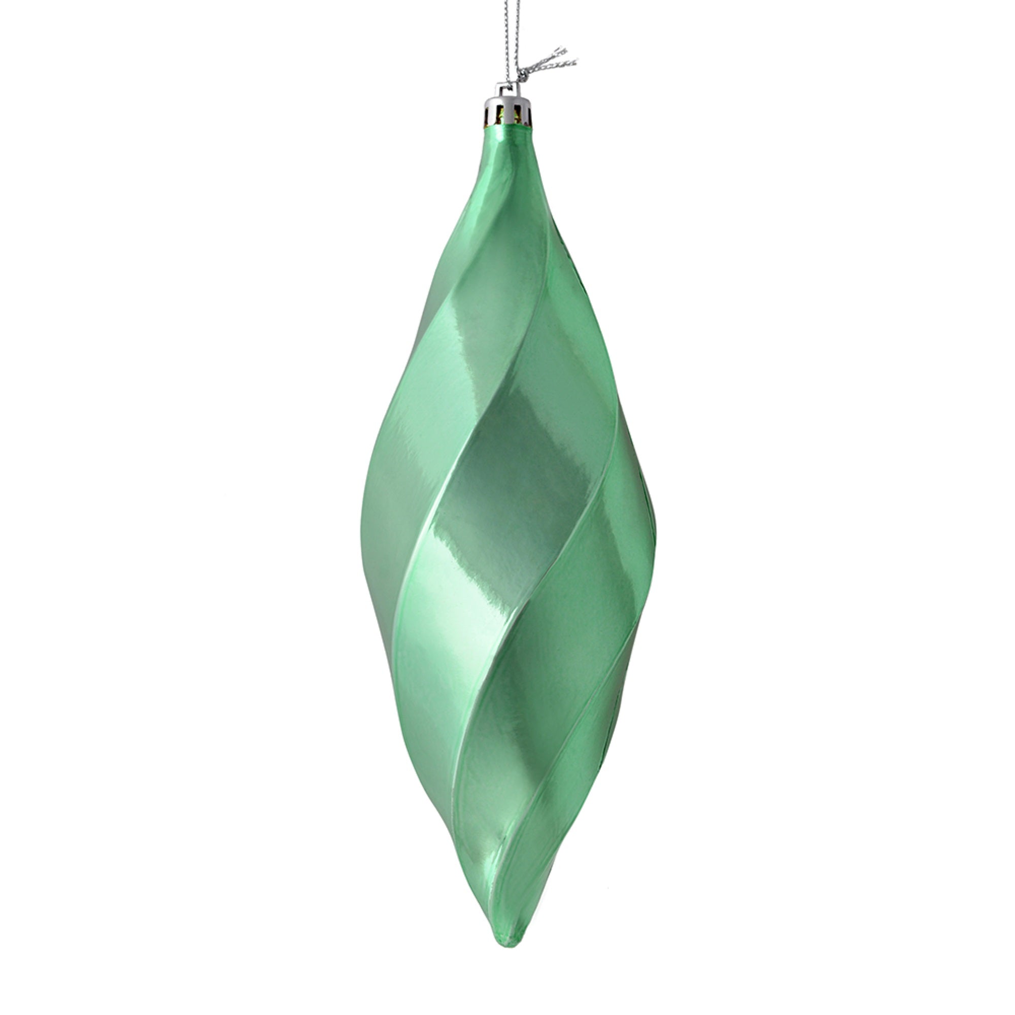8” Seafoam Green Shiny Swirl Finial 6/Bg