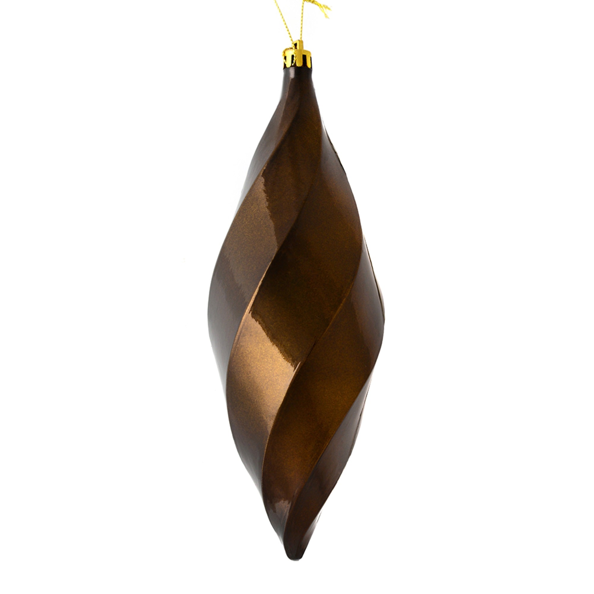 8” Chocolate Shiny Swirl Finial 6/Bag