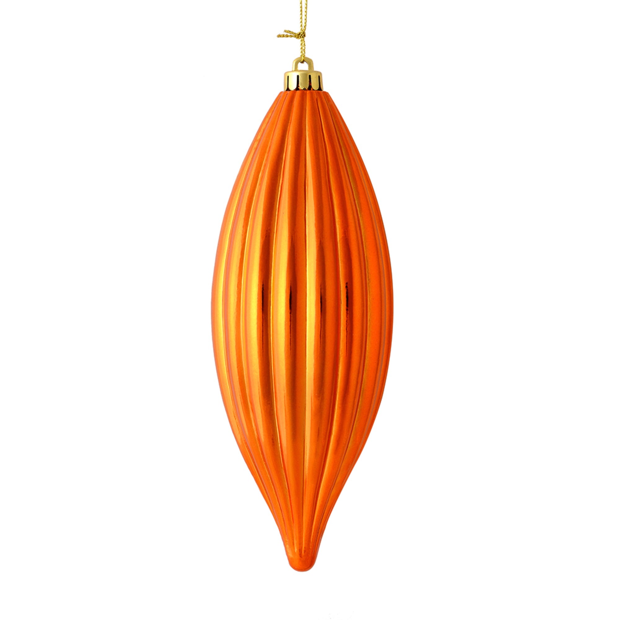 8” Burnish Orange Shiny Line Finial 4/Ba