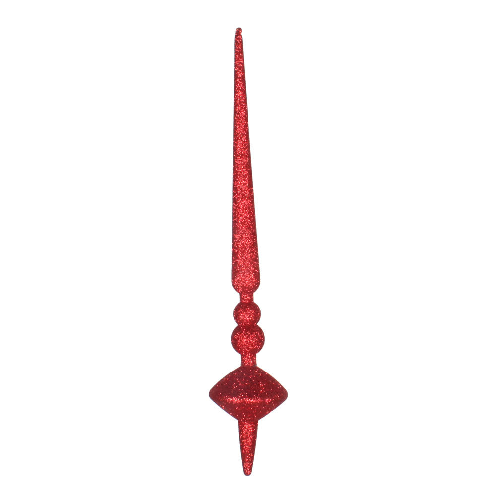 Vickerman 12” Red Glitter Cupola Finial 3/Bag - M183303G