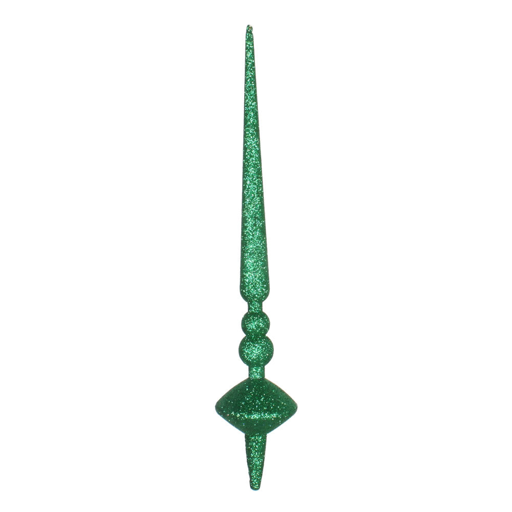 Vickerman 12” Green Glitter Cupola Finial 3/Bag - M183304G