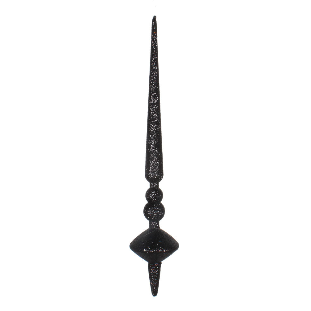 Vickerman 12” Black Glitter Cupola Finial 3/Bag - M183317G