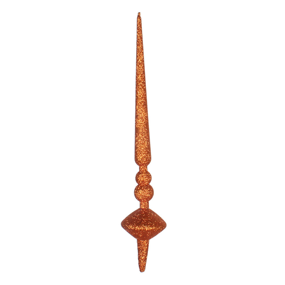 Vickerman 12” Burnish Orange Glitter Cupola Finial - M183318G