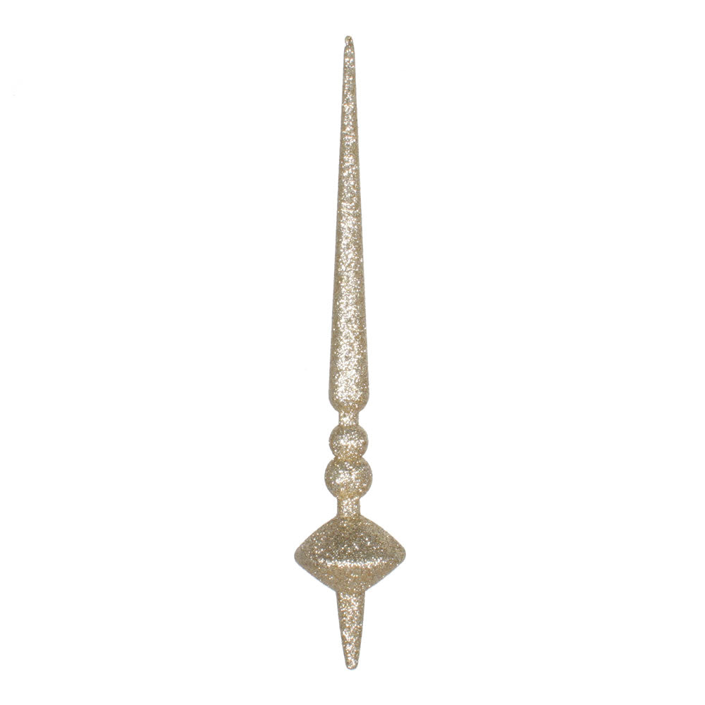 Vickerman 12” Champagne Glitter Cupola Finial 3/Ba - M183338G