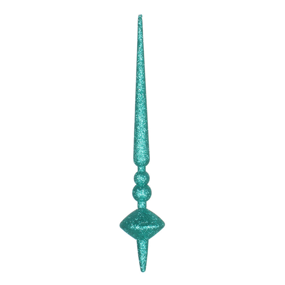 Vickerman 12” Teal Glitter Cupola Finial 3/Bag - M183342G