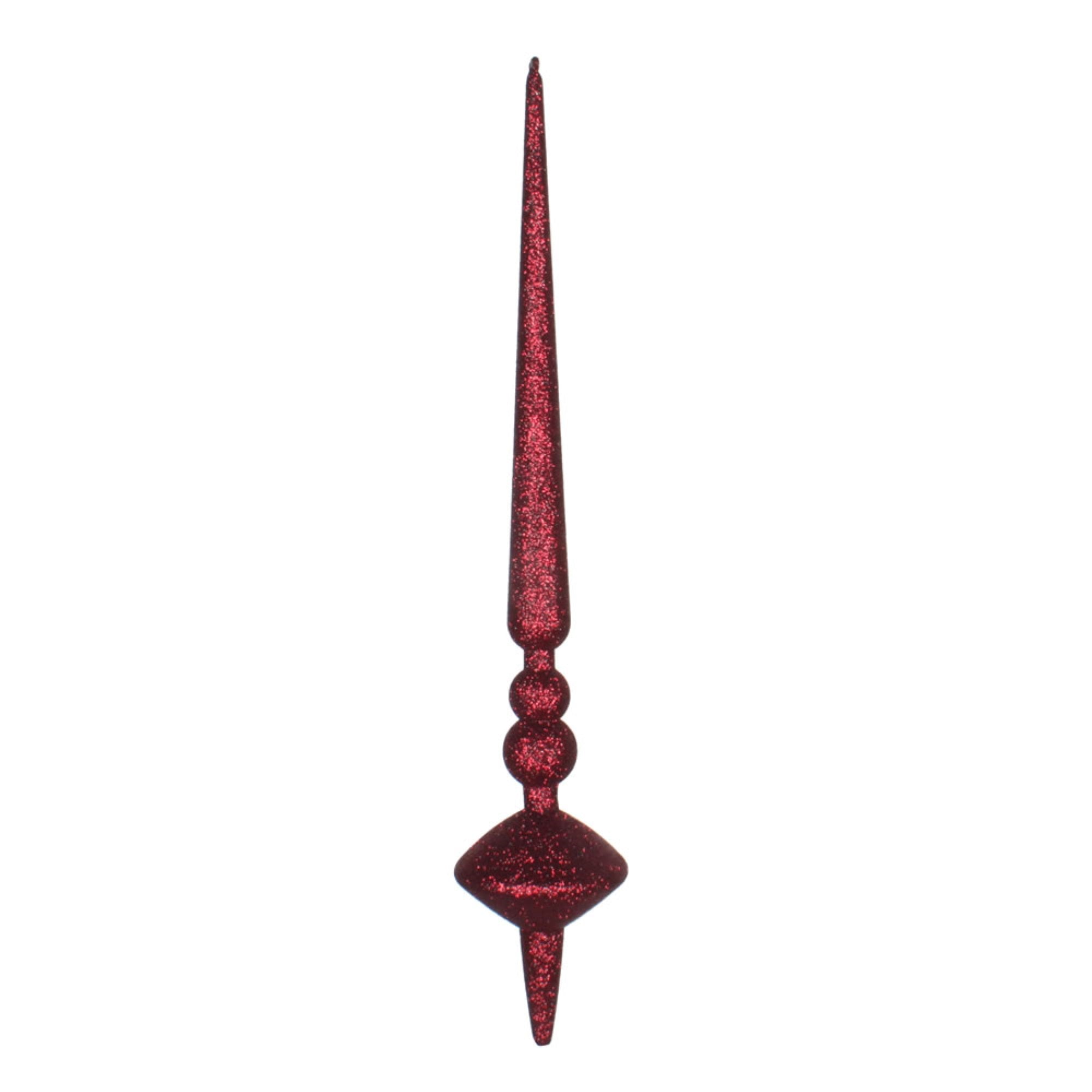 18” Burgundy Glitter Cupola Finial 2/Bag