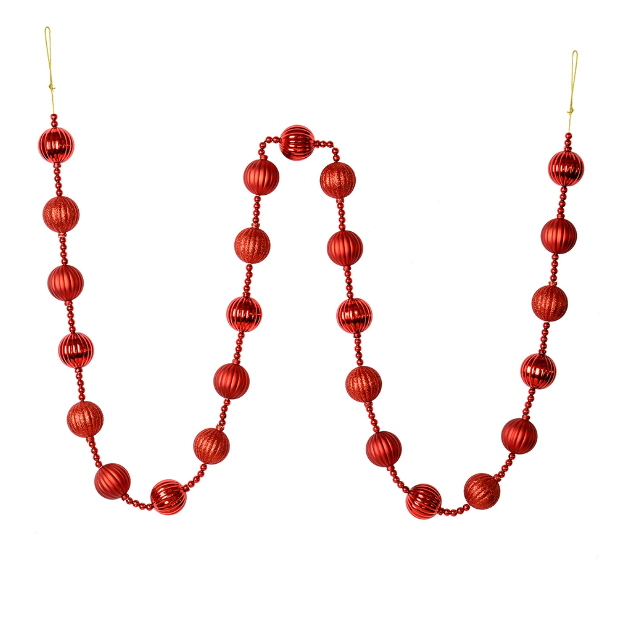 6' Red Stripe Ball Ornament Garland