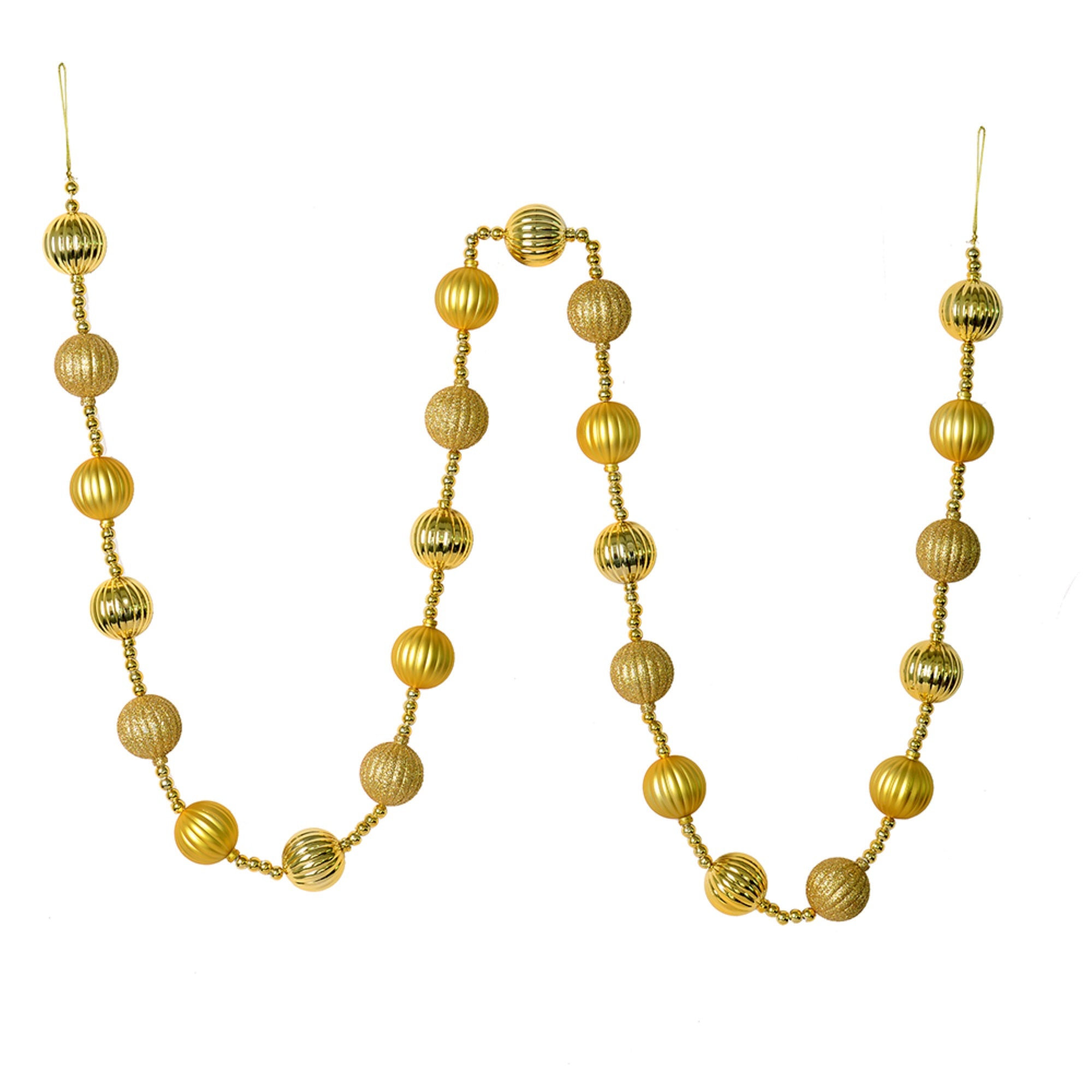 6' Gold Stripe Ball Ornament Garland
