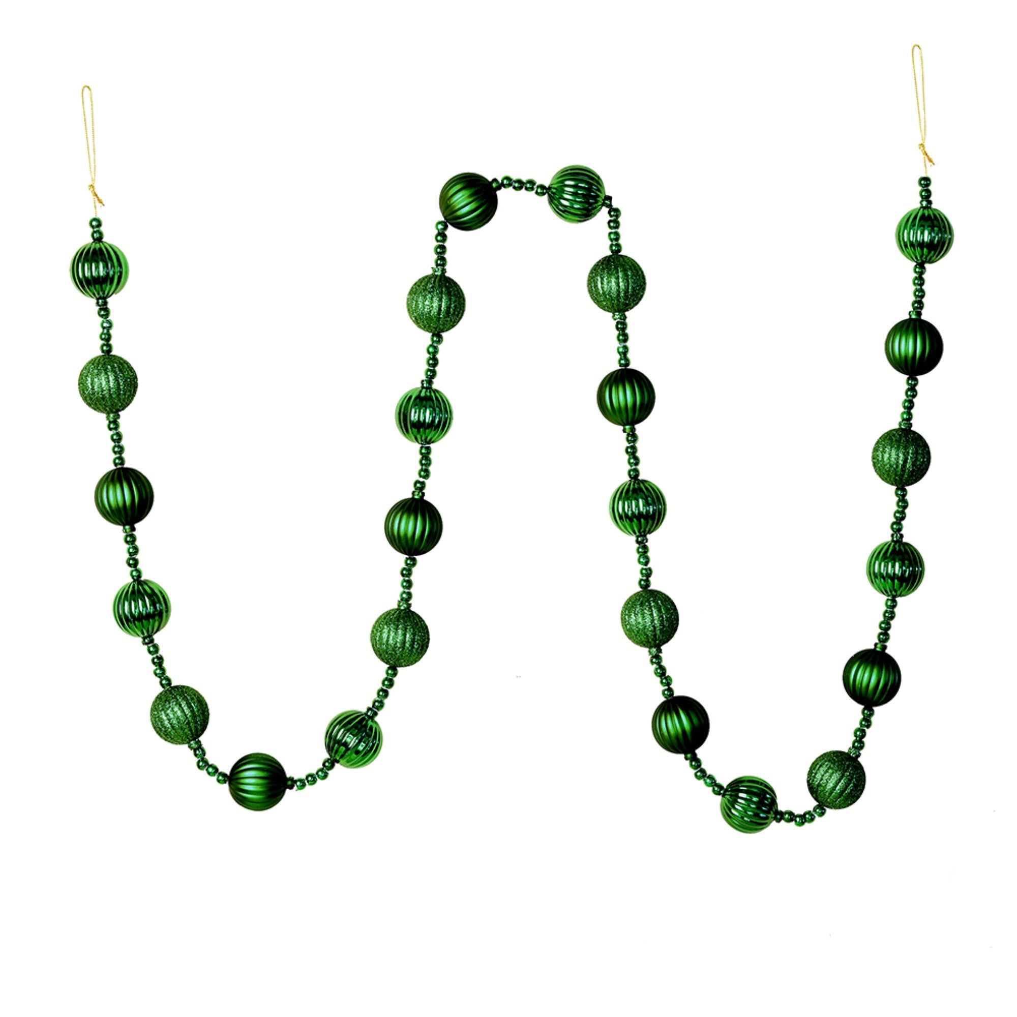 6' Emerald Stripe Ball Ornament Garland