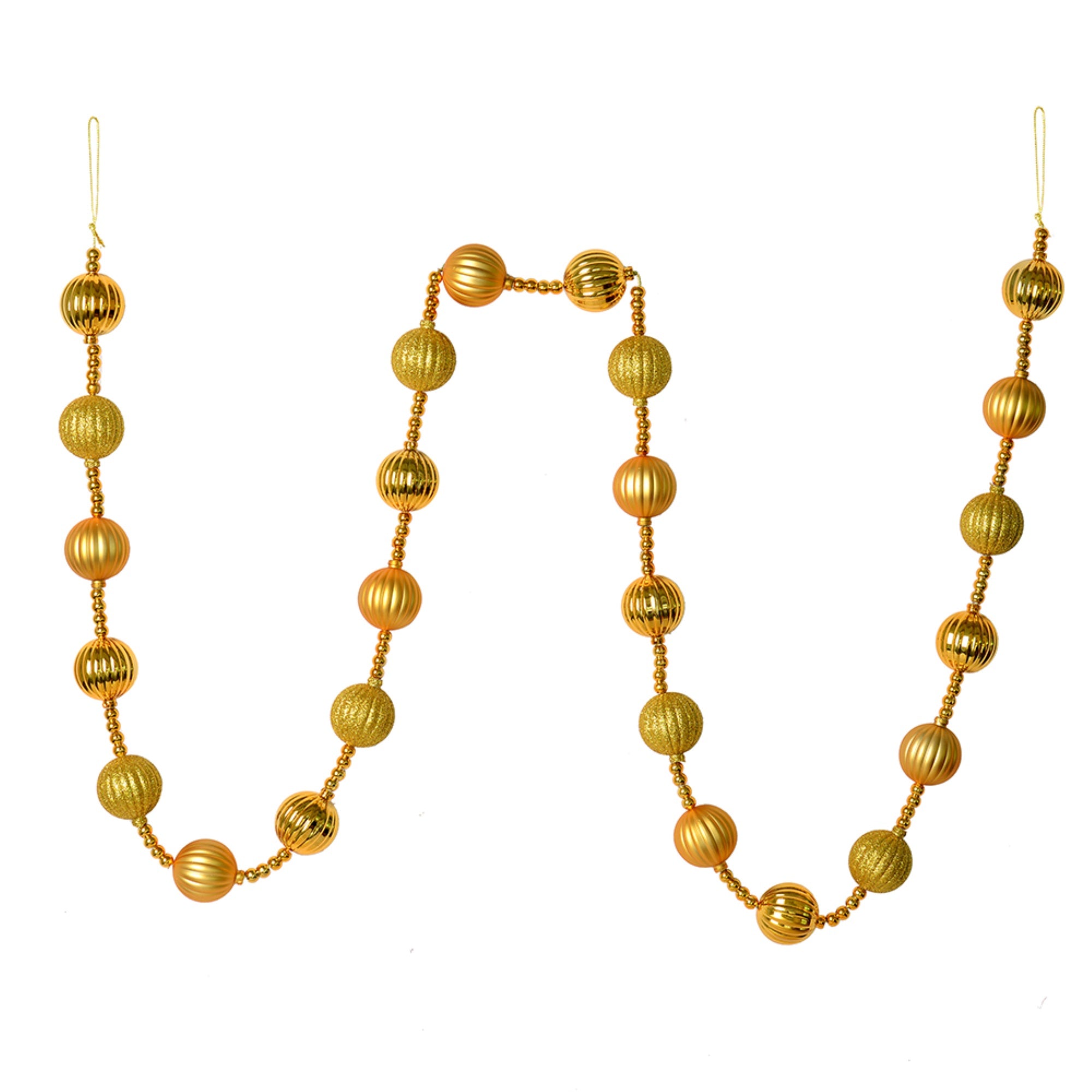 6' Honey Gold Stripe Ball Ornmt Garland