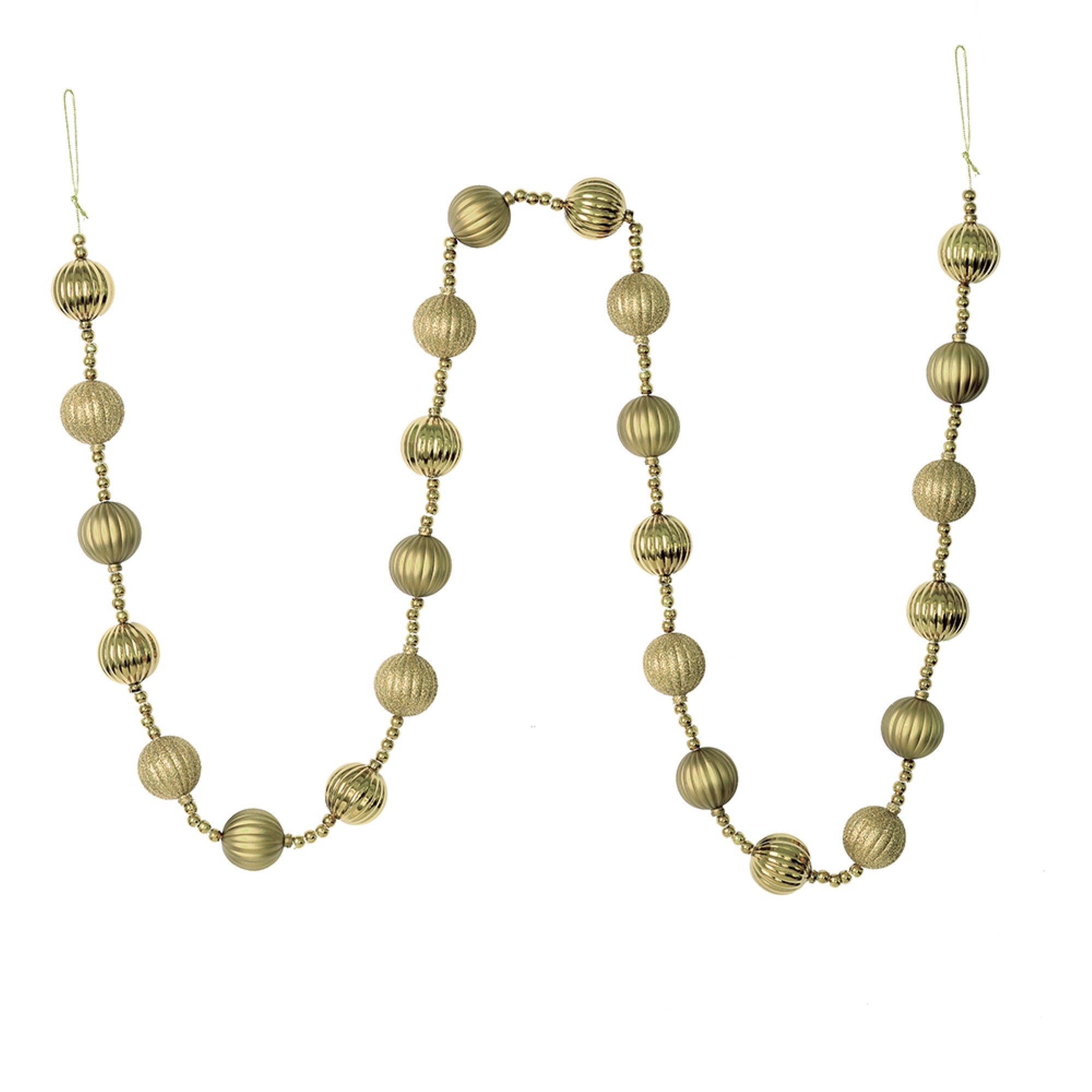 6' Champagne Stripe Ball Ornamnt Garland