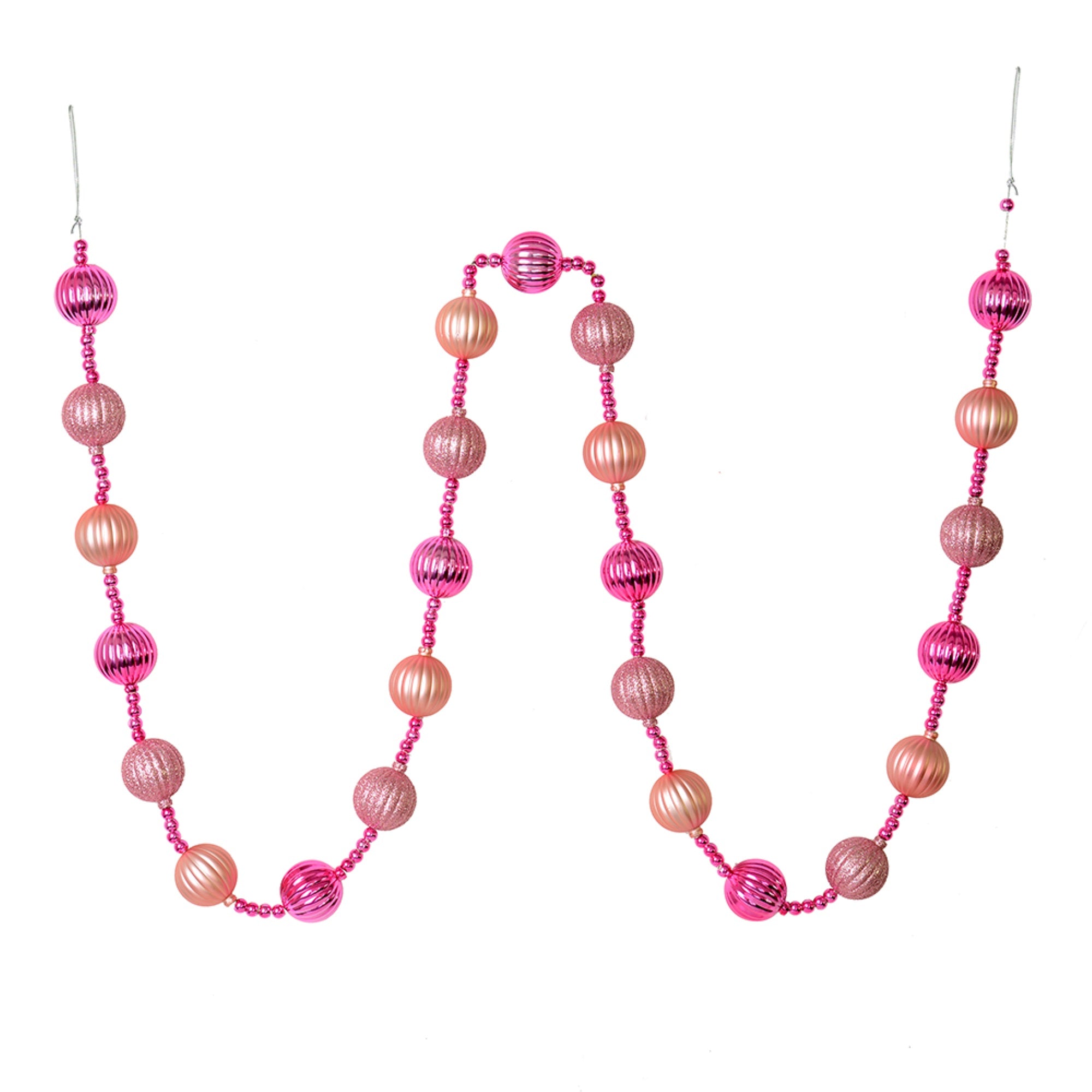 6' Mauve Stripe Ball Ornament Garland