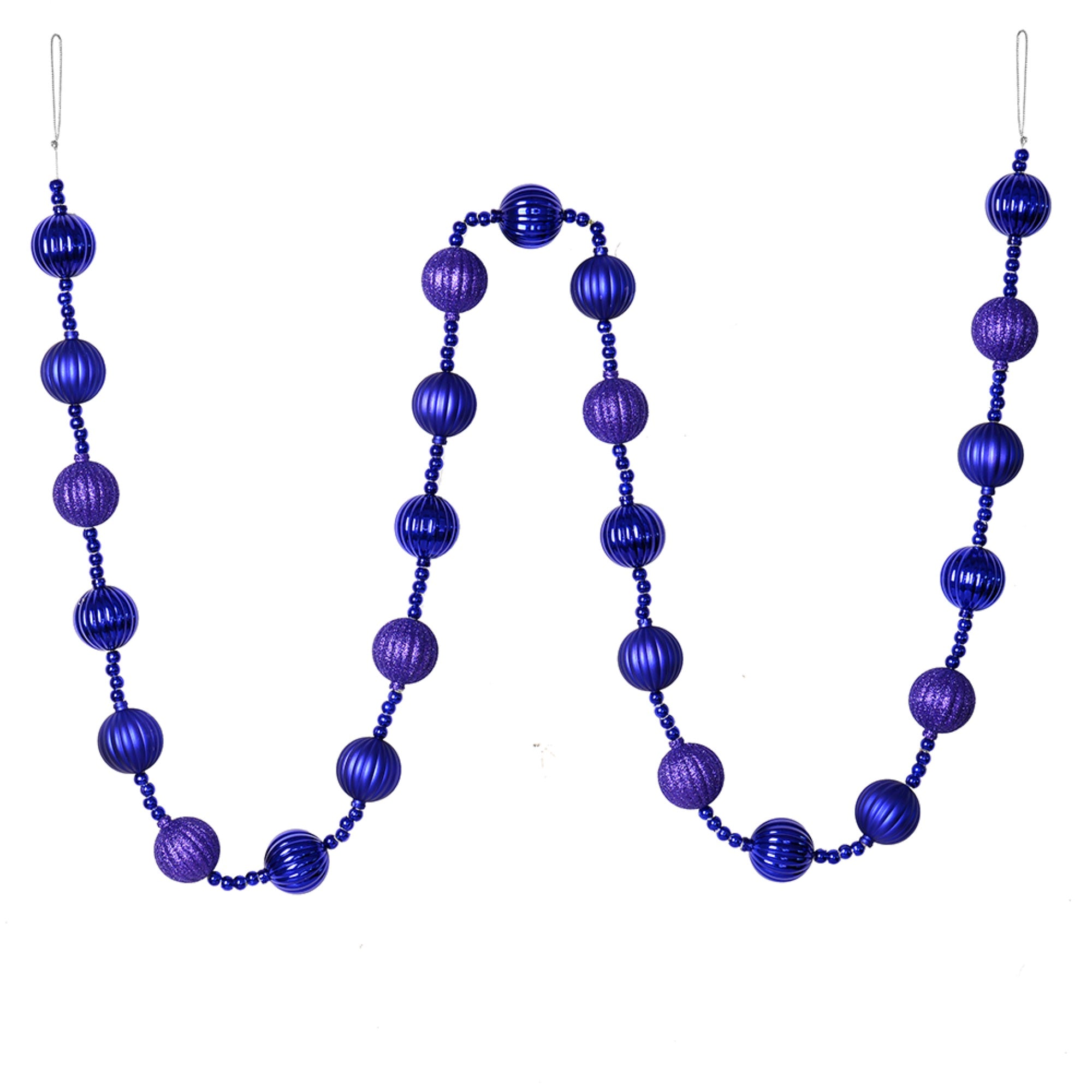 6' Purple Stripe Ball Ornament Garland