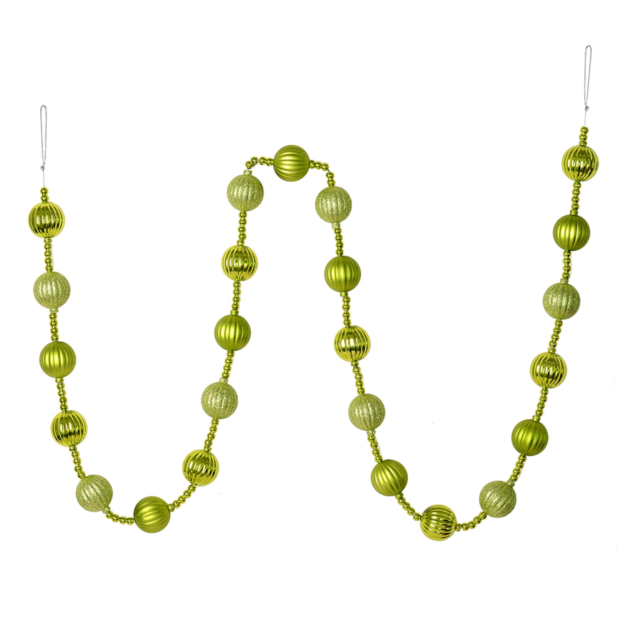 6' Lime Stripe Ball Ornament Garland