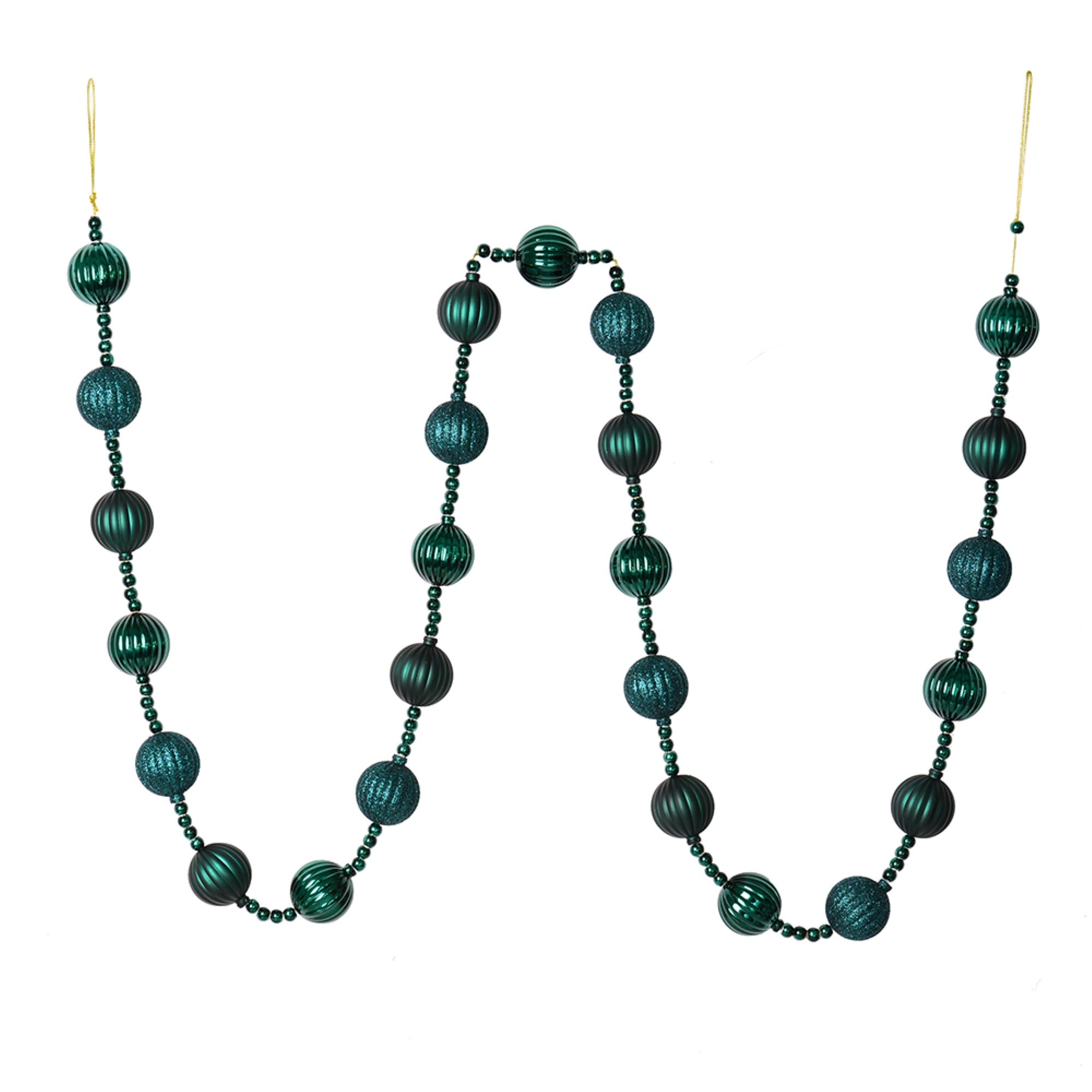 6' Midnt Green Stripe Ball Ornmnt Garlnd