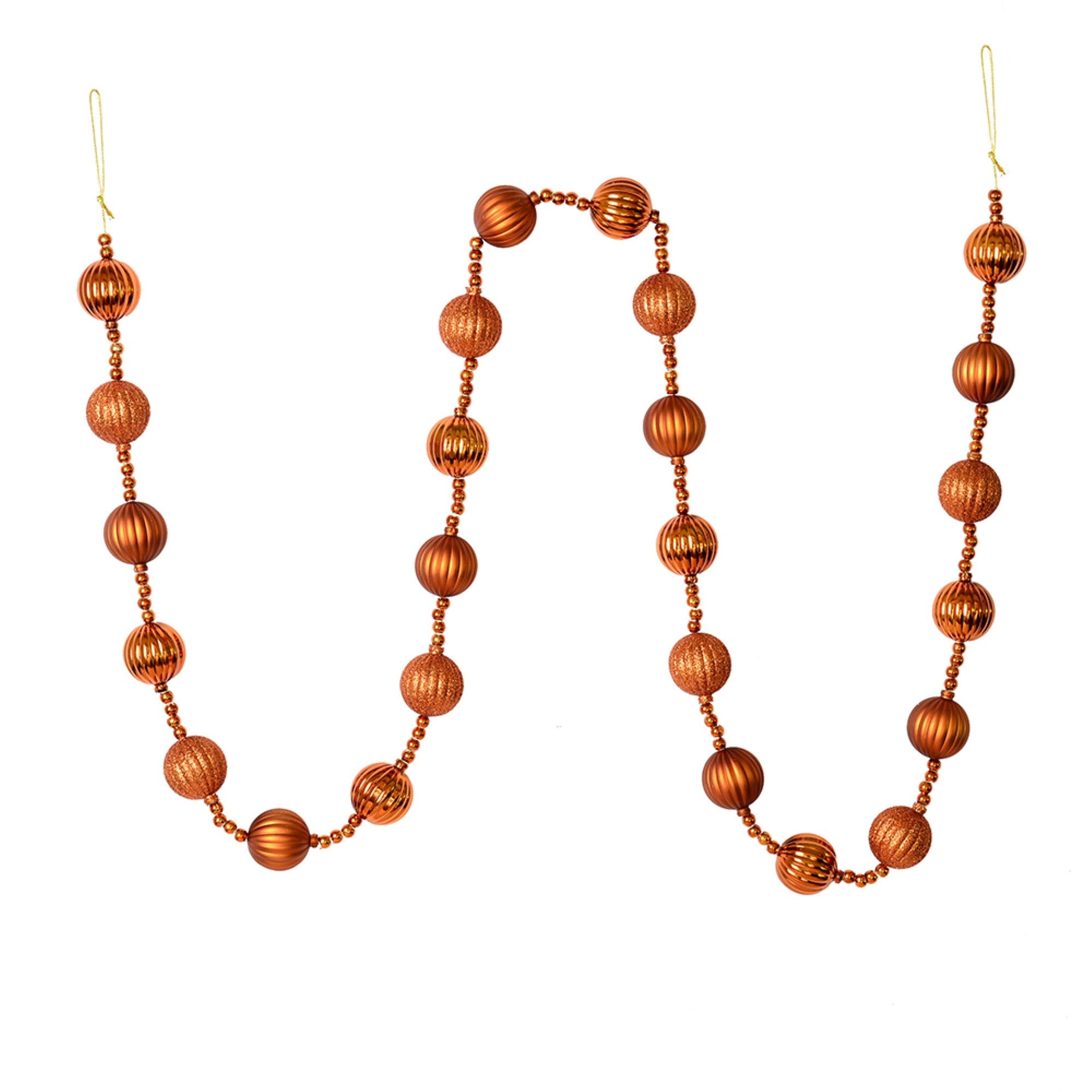 6' Copper Stripe Ball Ornament Garland