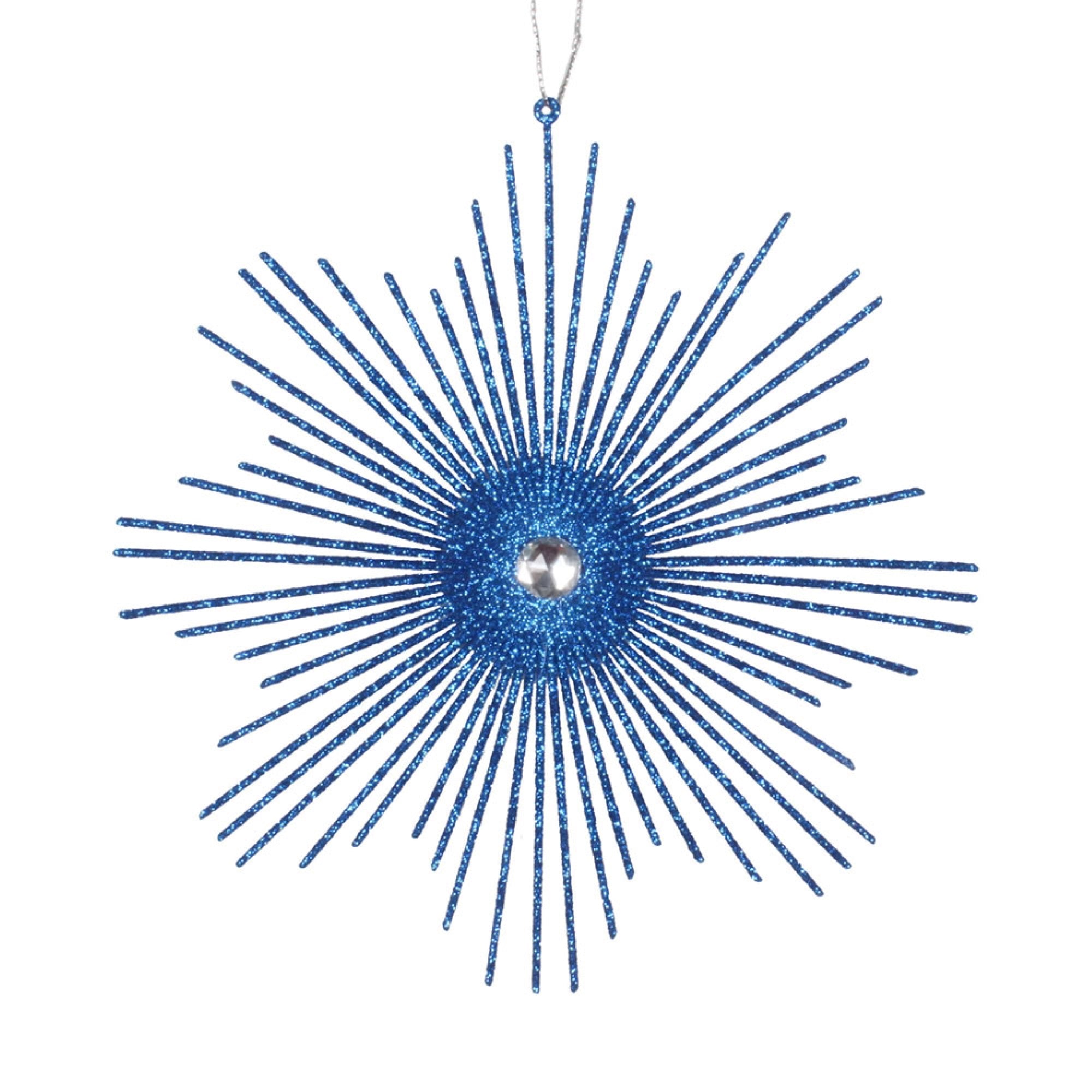 6.5” Blue Glitt Snowflake Burst 6/Bag