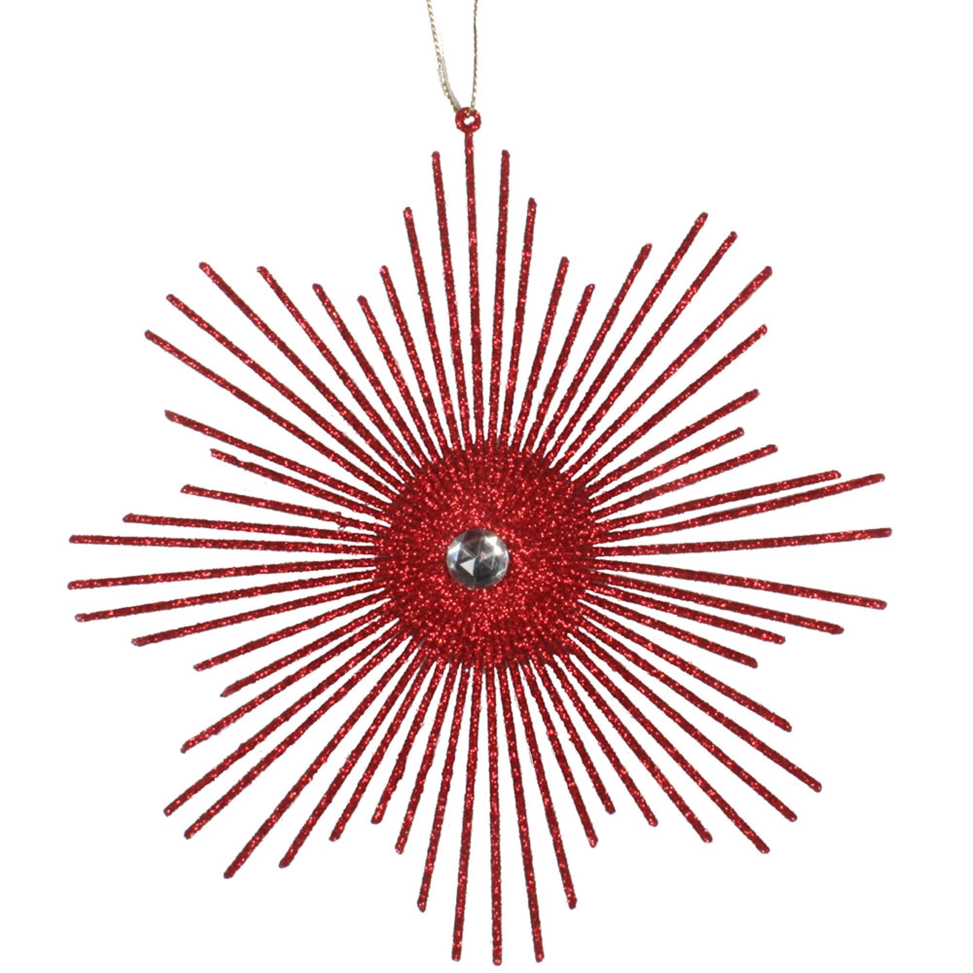 6.5” Red Glitt Snowflake Burst 6/Bag